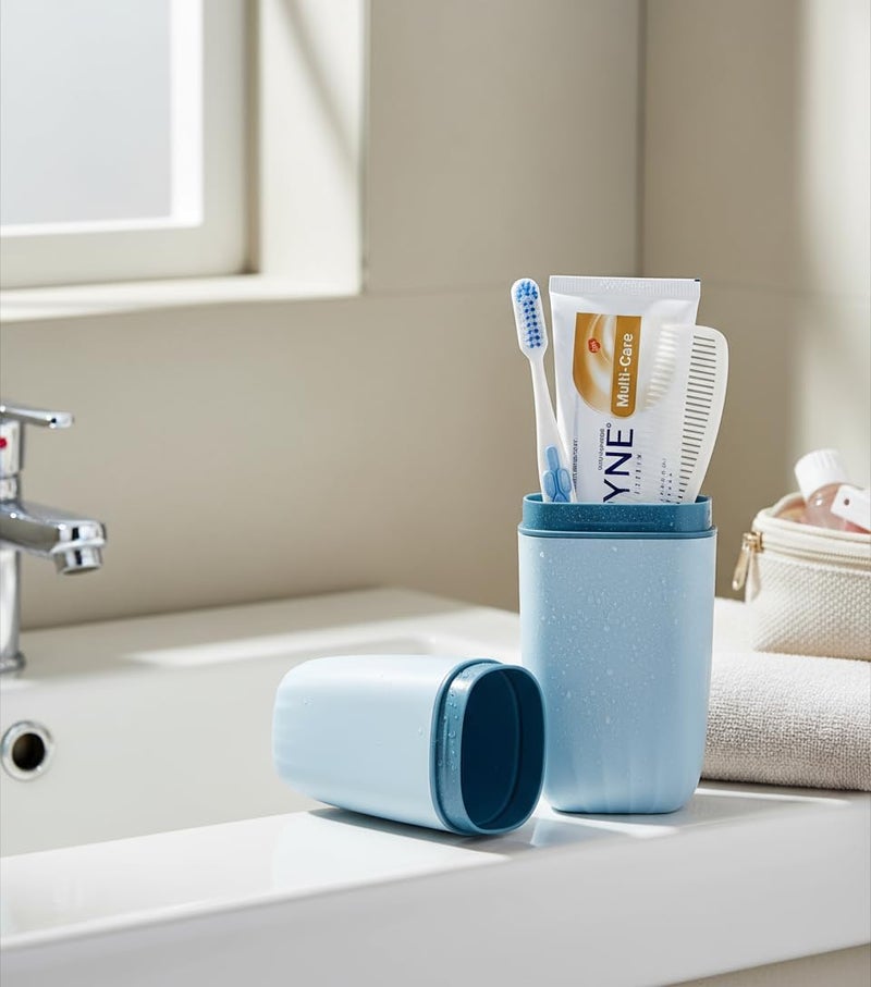 ZORGONS Toothbrush Cup Toothbrush Holder with Cover Travel Boothbrush Holder Portable Toothbrush Case and Carrier for Bathroom School Business Trip - Image 2